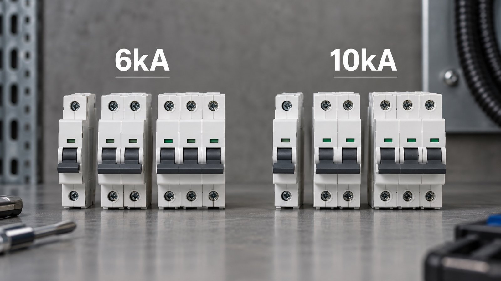 Conceptual comparison of 6kA and 10kA MCB breaking-capacity ratings