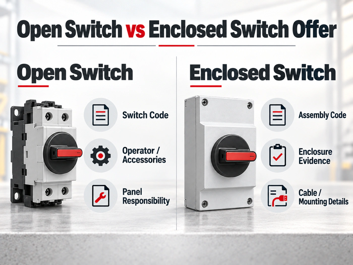 Conceptual comparison of open and enclosed DC isolator offer scope