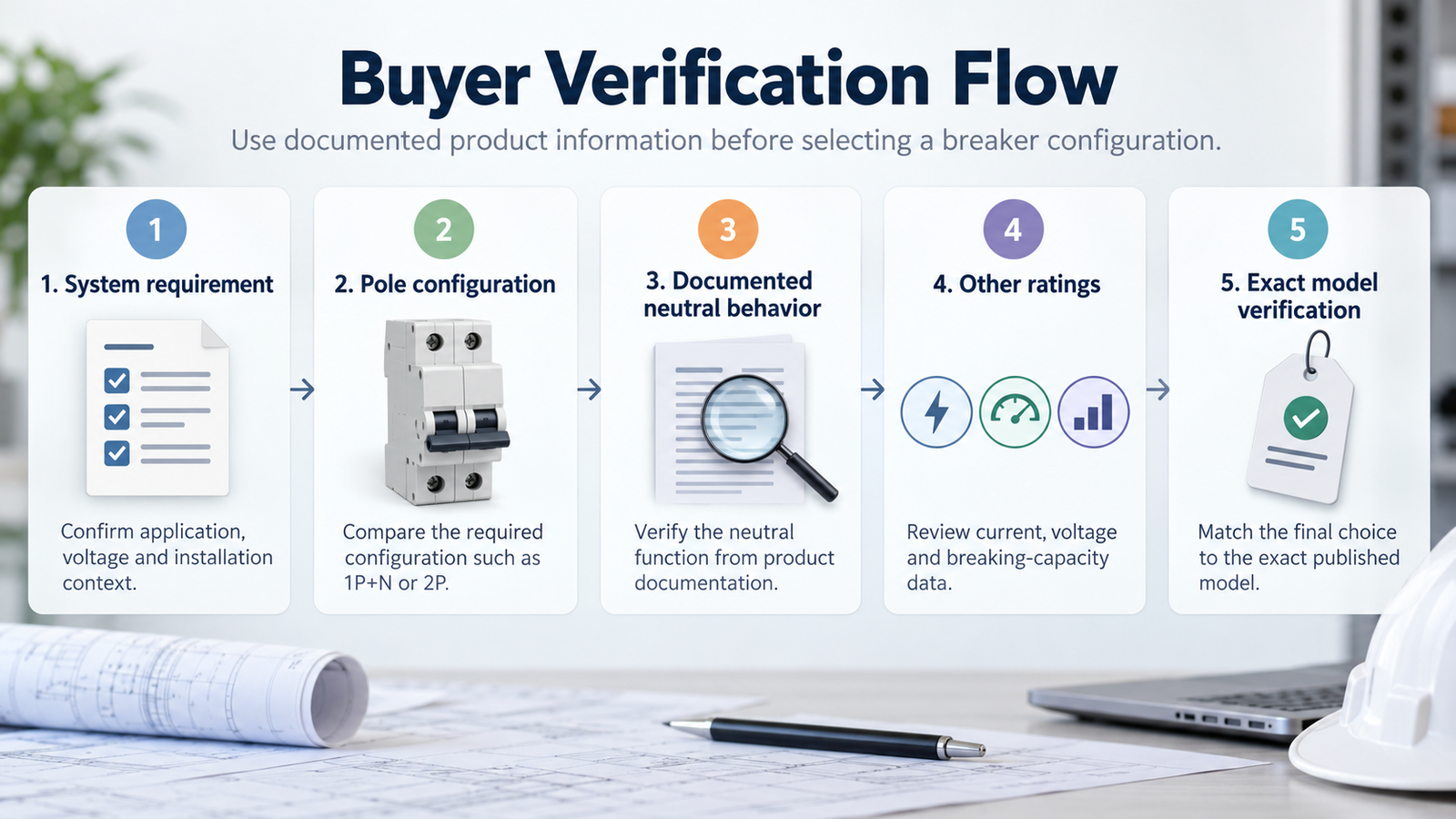 Buyer verification flow for selecting an MCB pole configuration
